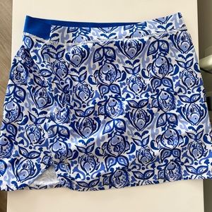 Ralph Lauren Blue and White Patterned Golf Skort